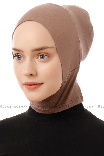 Elnara - Bonnet Plain Hijab Taupe Foncé