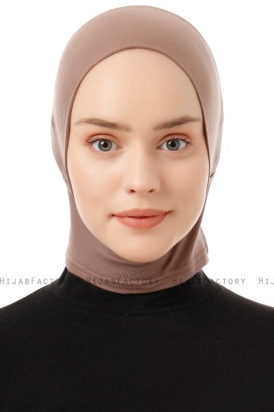 Elnara - Bonnet Plain Hijab Taupe Foncé