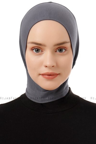 Elnara - Bonnet Plain Hijab Gris Foncé