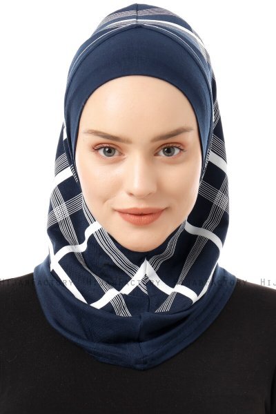 Ekose Plain - Hijab Al Amira One-Piece Bleu Marin