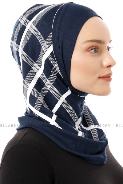 Ekose Plain - Hijab Al Amira One-Piece Bleu Marin