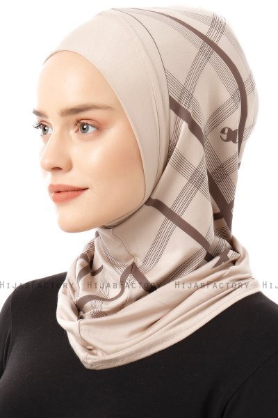 Ekose Plain - Hijab Al Amira One-Piece Taupe Clair