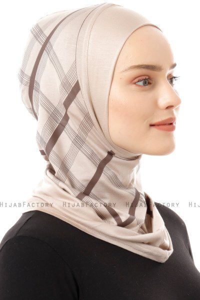 Ekose Plain - Hijab Al Amira One-Piece Taupe Clair
