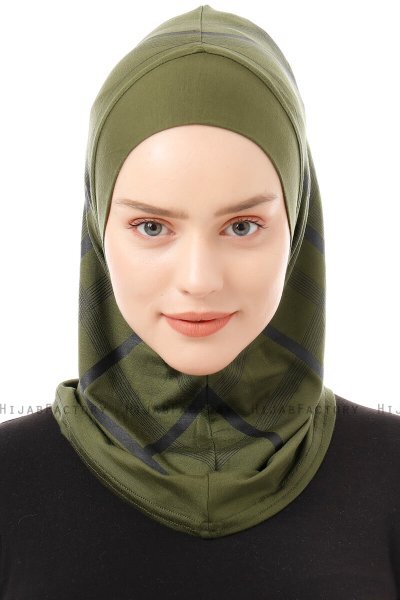 Ekose Plain - Hijab Al Amira One-Piece Kaki