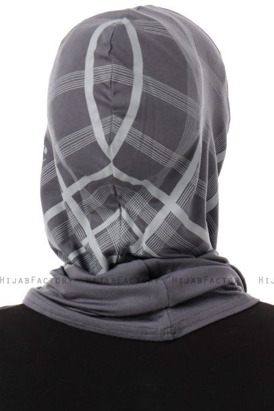Ekose Plain - Hijab Al Amira One-Piece Gris Foncé