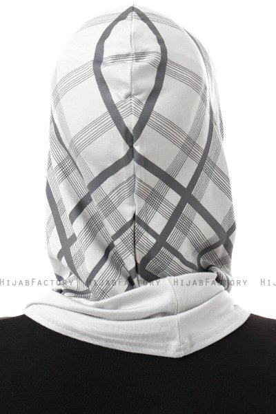 Ekose Plain - Hijab Al Amira One-Piece Gris Clair