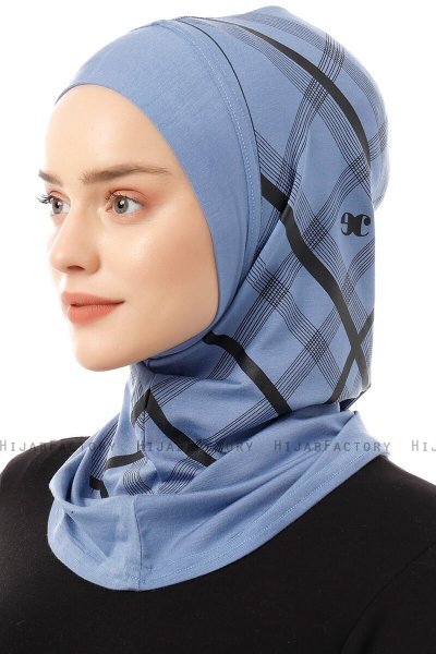 Ekose Plain - Hijab Al Amira One-Piece Indigo