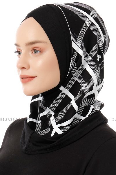 Ekose Cross - Hijab Al Amira One-Piece Noir & Blanc