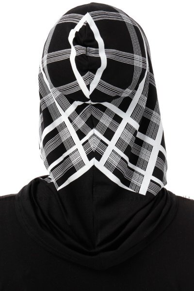 Ekose Cross - Hijab Al Amira One-Piece Noir & Blanc