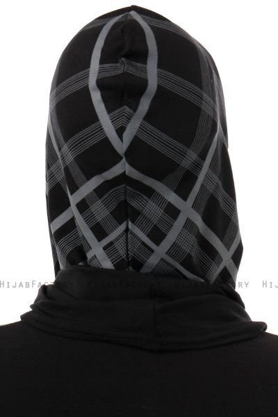 Ekose Cross - Hijab Al Amira One-Piece Noir & Gris Clair