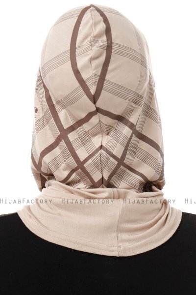Ekose Cross - Hijab Al Amira One-Piece Taupe Clair