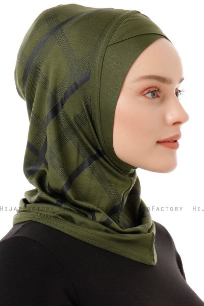 Ekose Cross - Hijab Al Amira One-Piece Kaki