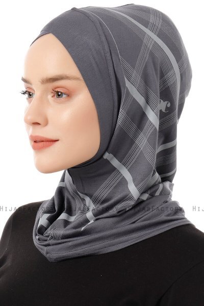 Ekose Cross - Hijab Al Amira One-Piece Gris Foncé