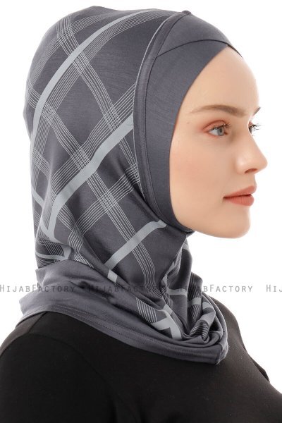 Ekose Cross - Hijab Al Amira One-Piece Gris Foncé