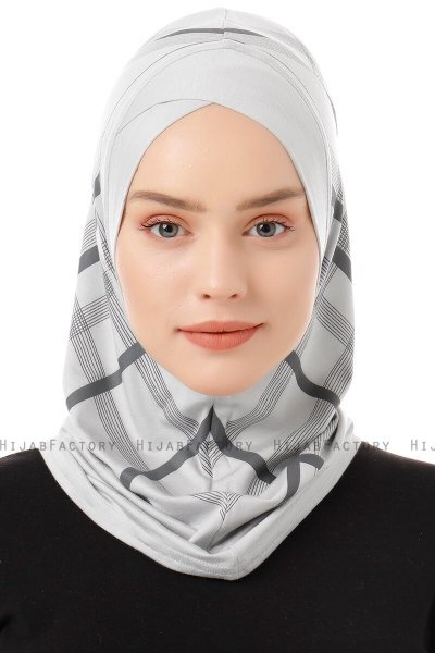 Ekose Cross - Hijab Al Amira One-Piece Gris Clair