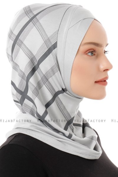 Ekose Cross - Hijab Al Amira One-Piece Gris Clair