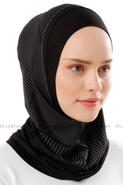 Wind Plain - Hijab Al Amira One-Piece Noir & Gris Clair