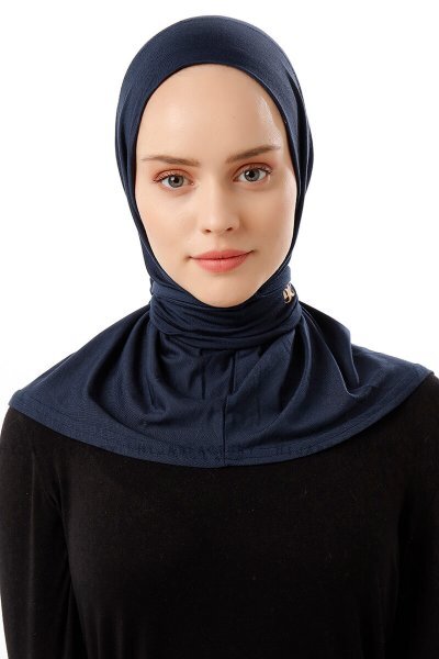Sportif Plain - Hijab Pratique Viscose Bleu Marin