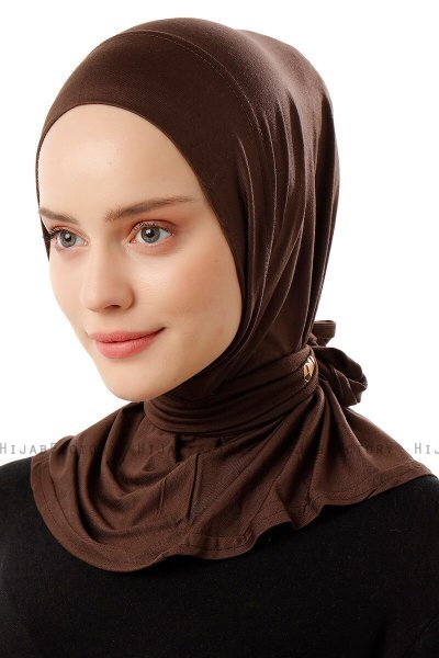 Sportif Plain - Hijab Pratique Viscose Marron