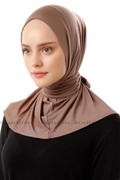 Sportif Plain - Hijab Pratique Viscose Taupe Foncé