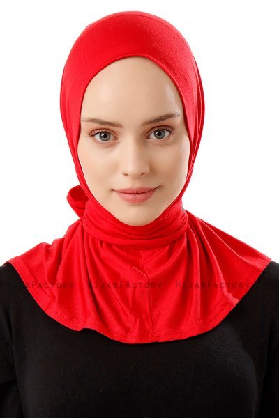 Sportif Plain - Hijab Pratique Viscose Rouge