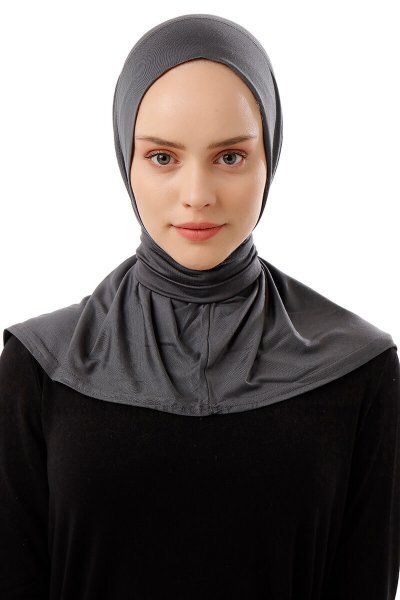 Sportif Plain - Hijab Pratique Viscose Gris Foncé