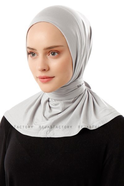 Sportif Plain - Hijab Pratique Viscose Gris Clair