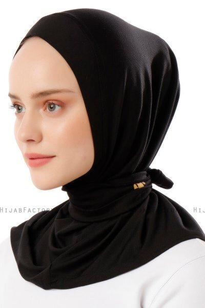 Sportif Cross - Hijab Pratique Viscose Noir & Gold