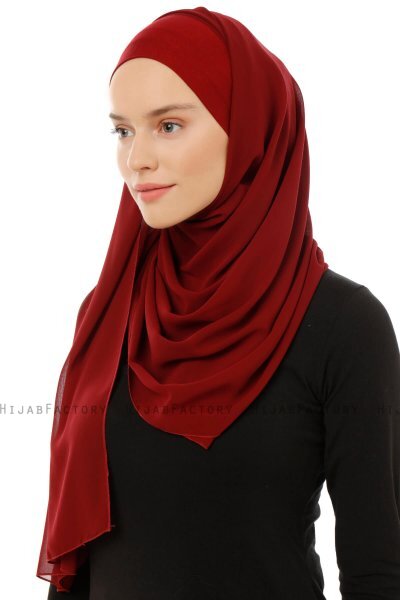 Alara Plain - Hijab Chiffon One Piece Bordeaux