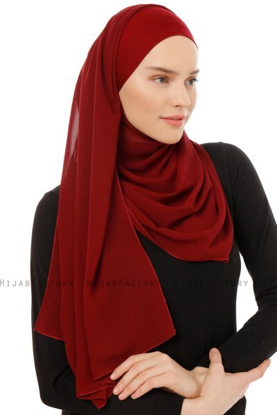 Alara Plain - Hijab Chiffon One Piece Bordeaux