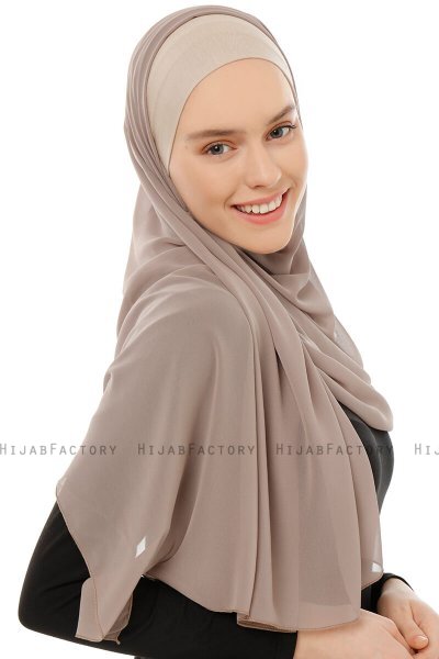 Alara Plain - Hijab Chiffon One Piece Taupe Clair