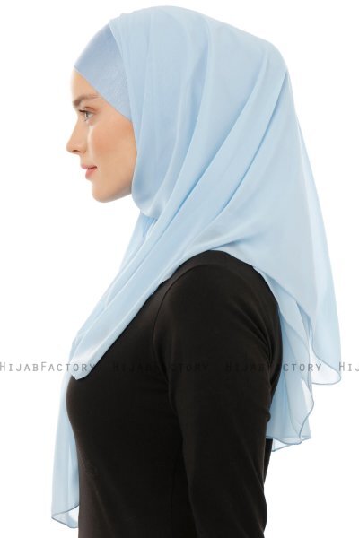 Alara Plain - Hijab Chiffon One Piece Bleu Clair