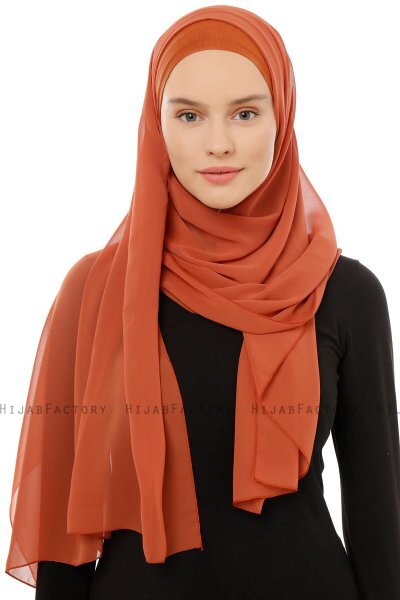 Alara Plain - Hijab Chiffon One Piece Rouge Brique