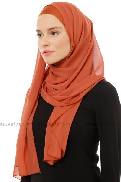 Alara Plain - Hijab Chiffon One Piece Rouge Brique