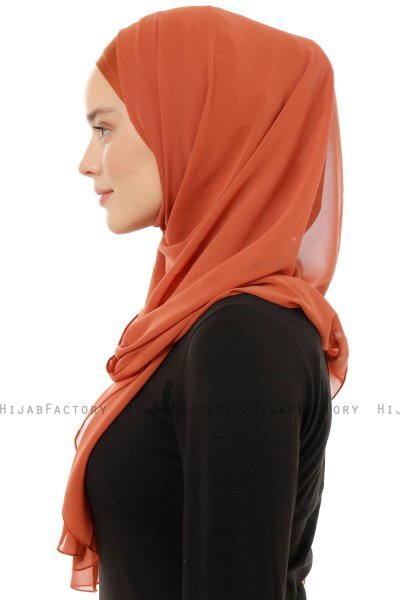 Alara Plain - Hijab Chiffon One Piece Rouge Brique