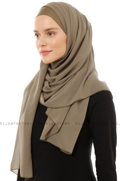 Alara Plain - Hijab Chiffon One Piece Olive Verte