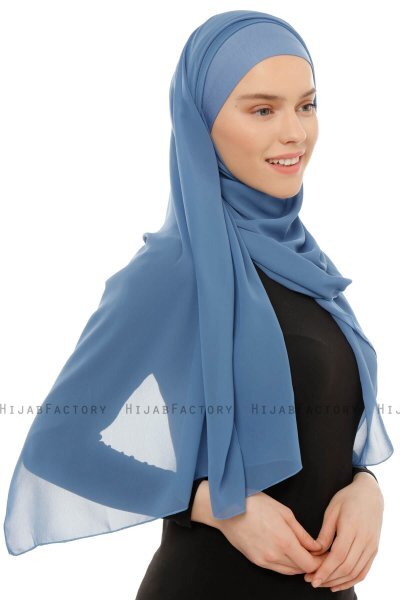 Alara Plain - Hijab Chiffon One Piece Indigo