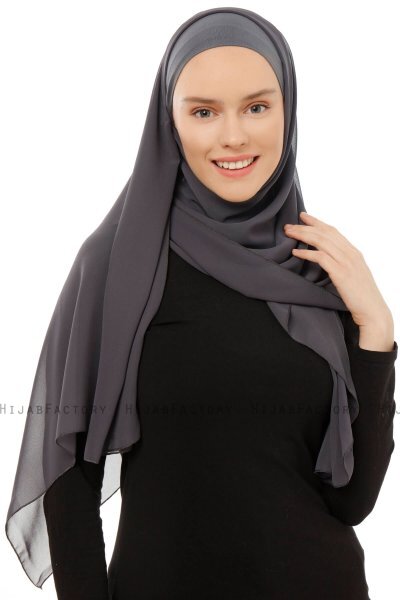 Alara Plain - Hijab Chiffon One Piece Anthracite