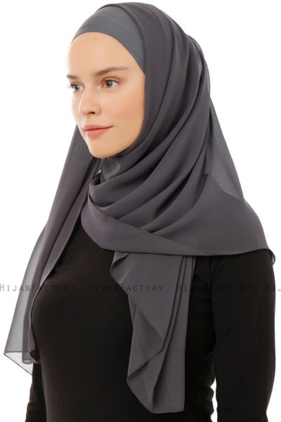 Alara Plain - Hijab Chiffon One Piece Anthracite