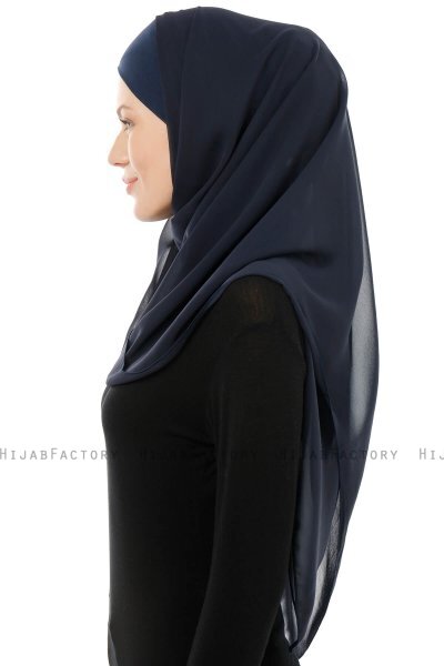 Alara Cross - Hijab Chiffon One Piece Bleu Marin