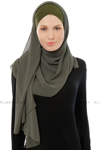 Alara Cross - Hijab Chiffon One Piece Kaki