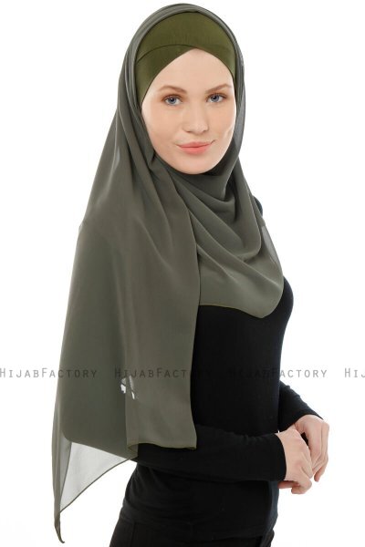 Alara Cross - Hijab Chiffon One Piece Kaki
