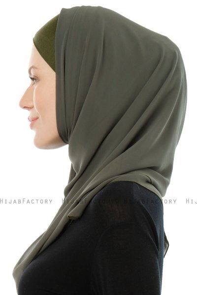 Alara Cross - Hijab Chiffon One Piece Kaki