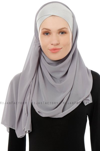 Alara Cross - Hijab Chiffon One Piece Gris Foncé