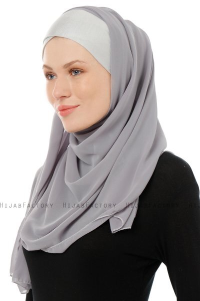 Alara Cross - Hijab Chiffon One Piece Gris Foncé