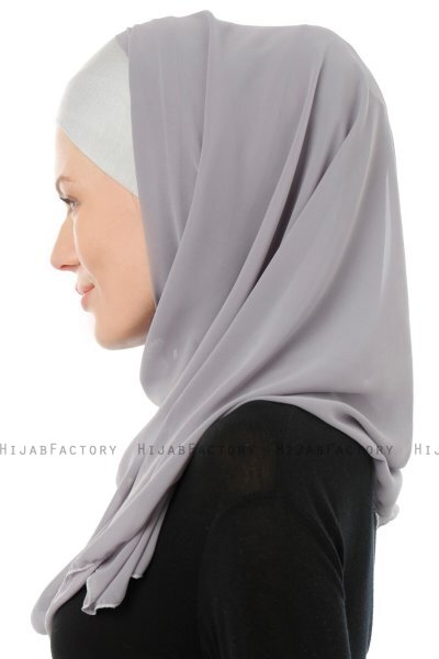 Alara Cross - Hijab Chiffon One Piece Gris Foncé