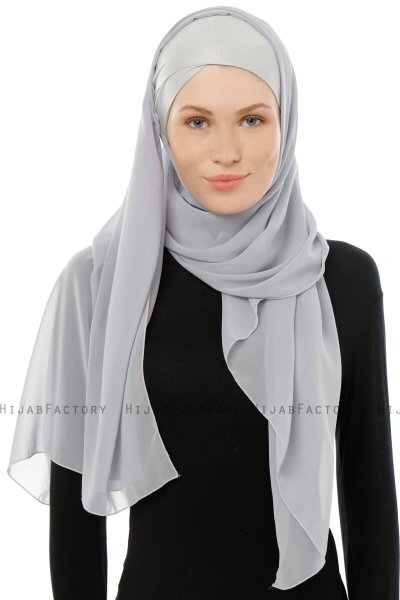 Alara Cross - Hijab Chiffon One Piece Gris Clair