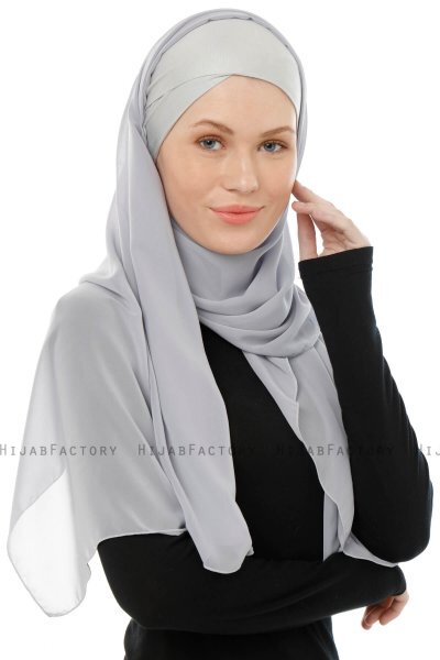 Alara Cross - Hijab Chiffon One Piece Gris Clair