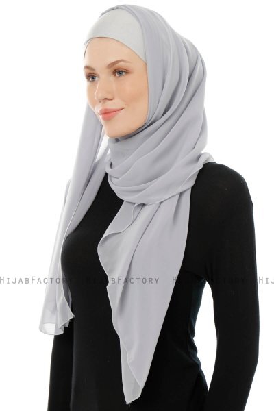 Alara Cross - Hijab Chiffon One Piece Gris Clair