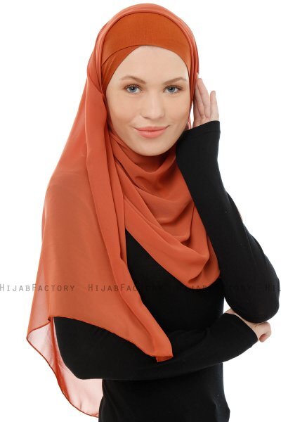 Alara Cross - Hijab Chiffon One Piece Rouge Brique